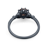 Floral Accent Round Natural Stone Ring