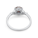 Floral Accent Round Natural Stone Ring