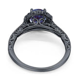Art Deco Round Natural Stone Wedding Ring