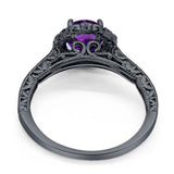 Art Deco Round Natural Stone Wedding Ring