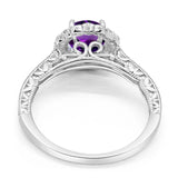 Art Deco Round Natural Stone Wedding Ring