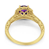 Art Deco Round Natural Stone Wedding Ring
