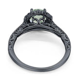 Art Deco Round Natural Stone Wedding Ring