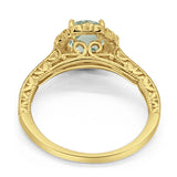 Art Deco Round Natural Stone Wedding Ring