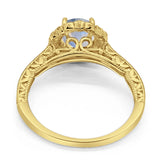 Art Deco Round Natural Stone Wedding Ring