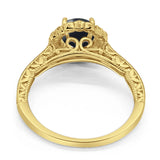 Art Deco Round Natural Stone Wedding Ring