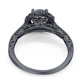 Art Deco Round Natural Stone Wedding Ring
