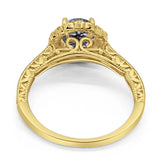 Art Deco Round Natural Stone Wedding Ring
