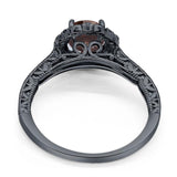 Art Deco Round Natural Stone Wedding Ring