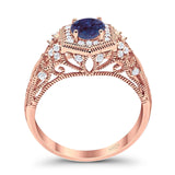 Art Deco Round Natural Stone Filigree Ring