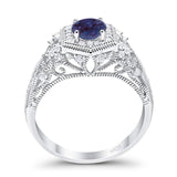 Art Deco Round Natural Stone Filigree Ring