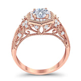 Art Deco Round Natural Stone Filigree Ring