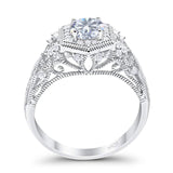 Art Deco Round Natural Stone Filigree Ring