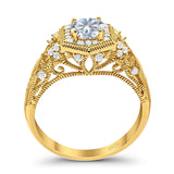 Art Deco Round Natural Stone Filigree Ring
