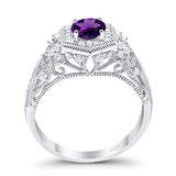 Art Deco Round Natural Stone Filigree Ring