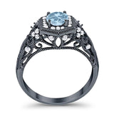 Art Deco Round Natural Stone Filigree Ring