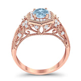 Art Deco Round Natural Stone Filigree Ring