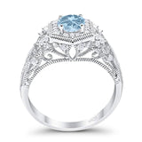 Art Deco Round Natural Stone Filigree Ring