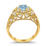 Art Deco Round Natural Stone Filigree Ring