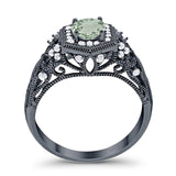 Art Deco Round Natural Stone Filigree Ring
