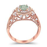 Art Deco Round Natural Stone Filigree Ring