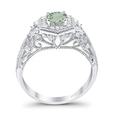Art Deco Round Natural Stone Filigree Ring