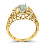 Art Deco Round Natural Stone Filigree Ring