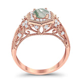 Art Deco Round Natural Stone Filigree Ring