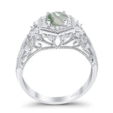 Art Deco Round Natural Stone Filigree Ring