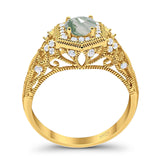 Art Deco Round Natural Stone Filigree Ring