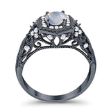 Art Deco Round Natural Stone Filigree Ring