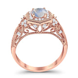 Art Deco Round Natural Stone Filigree Ring