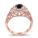 Art Deco Round Natural Stone Filigree Ring