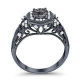 Art Deco Round Natural Stone Filigree Ring