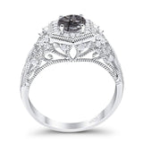Art Deco Round Natural Stone Filigree Ring