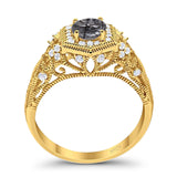 Art Deco Round Natural Stone Filigree Ring