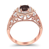 Art Deco Round Natural Stone Filigree Ring