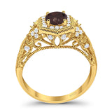 Art Deco Round Natural Stone Filigree Ring