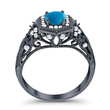 Art Deco Round Natural Stone Filigree Ring