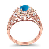 Art Deco Round Natural Stone Filigree Ring