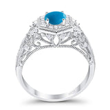 Art Deco Round Natural Stone Filigree Ring