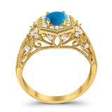 Art Deco Round Natural Stone Filigree Ring