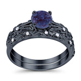 Two Piece Round Natural Stone Bridal Ring