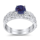 Two Piece Round Natural Stone Bridal Ring