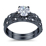Two Piece Round Natural Stone Bridal Ring