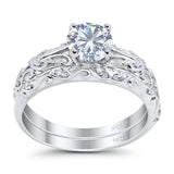 Two Piece Round Natural Stone Bridal Ring