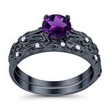 Two Piece Round Natural Stone Bridal Ring