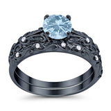Two Piece Round Natural Stone Bridal Ring