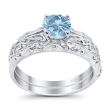 Two Piece Round Natural Stone Bridal Ring