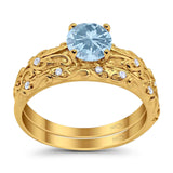 Two Piece Round Natural Stone Bridal Ring